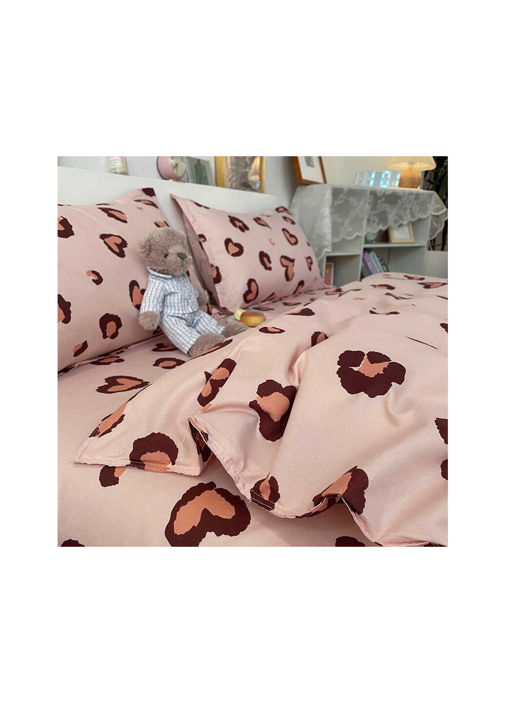 Комплект постельного белья с принтом сердце розовый Heart paradise (полуторный) Berni Home 59386 (249946486)