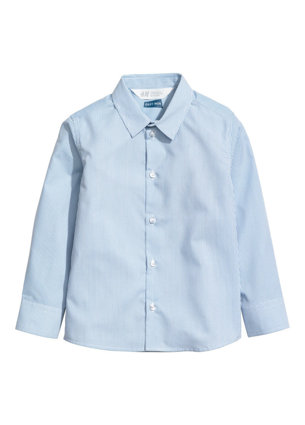 Голубой кэжуал рубашка в полоску H&M с длинным рукавом