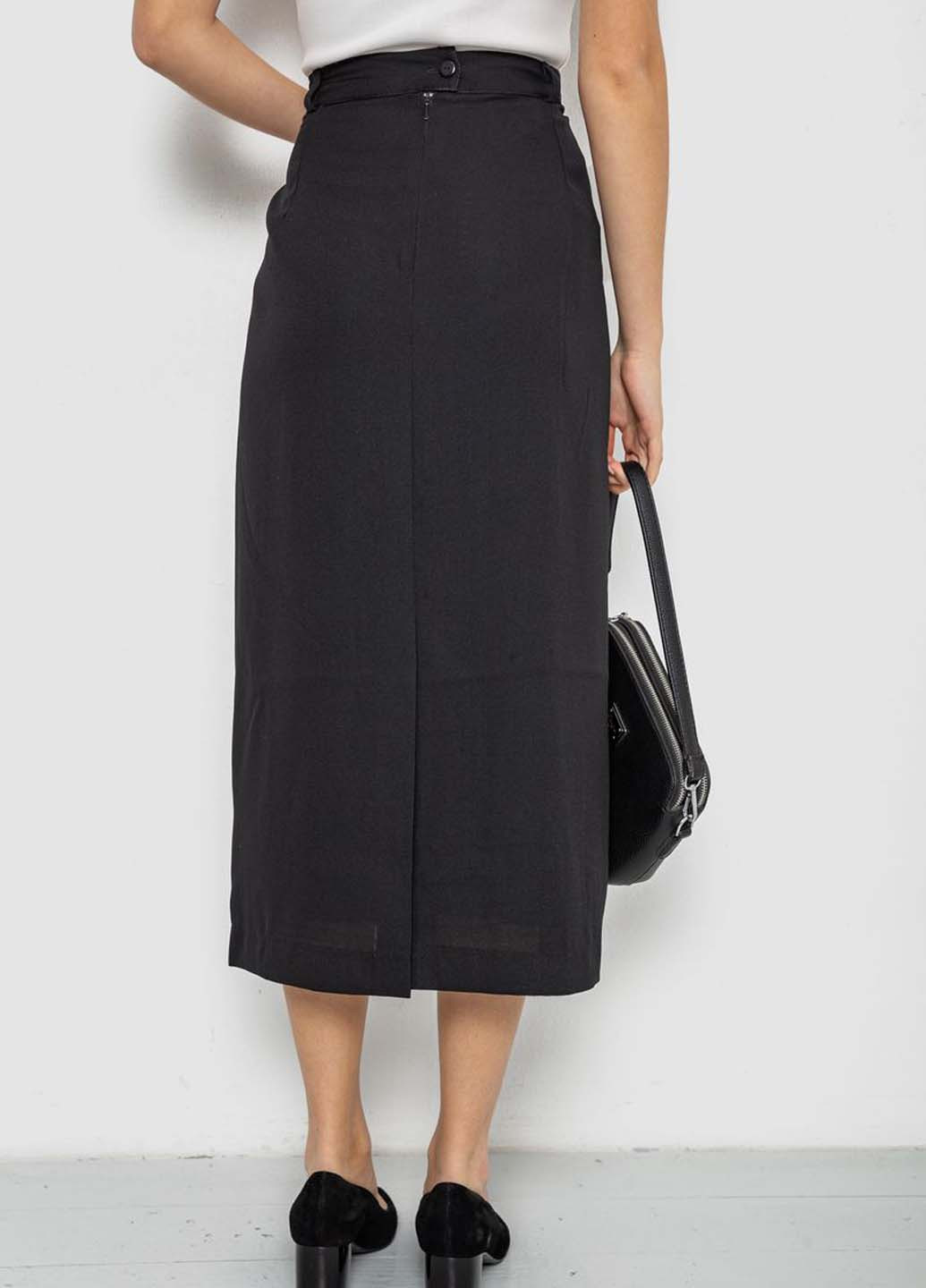 Черная офисная однотонная юбка Ager