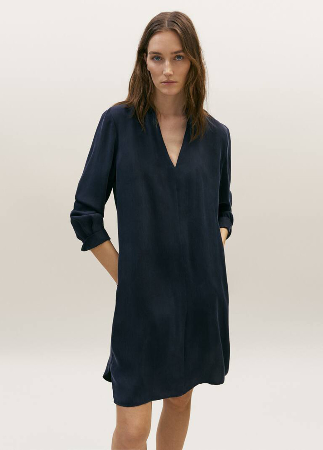 Темно-синее кэжуал платье Massimo Dutti однотонное