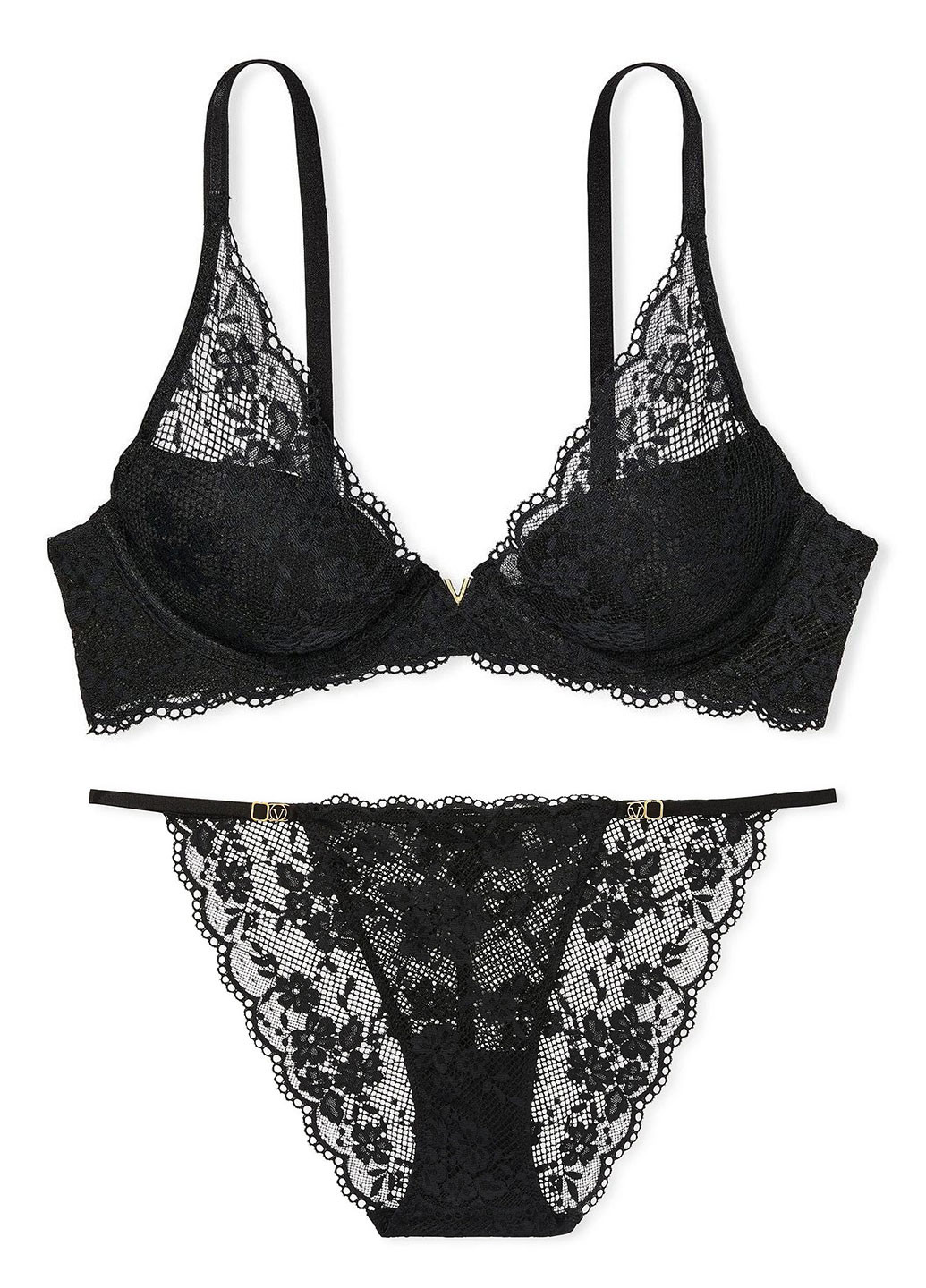 Черный демисезонный комплект (бюстгальтер, трусики) Victoria's Secret