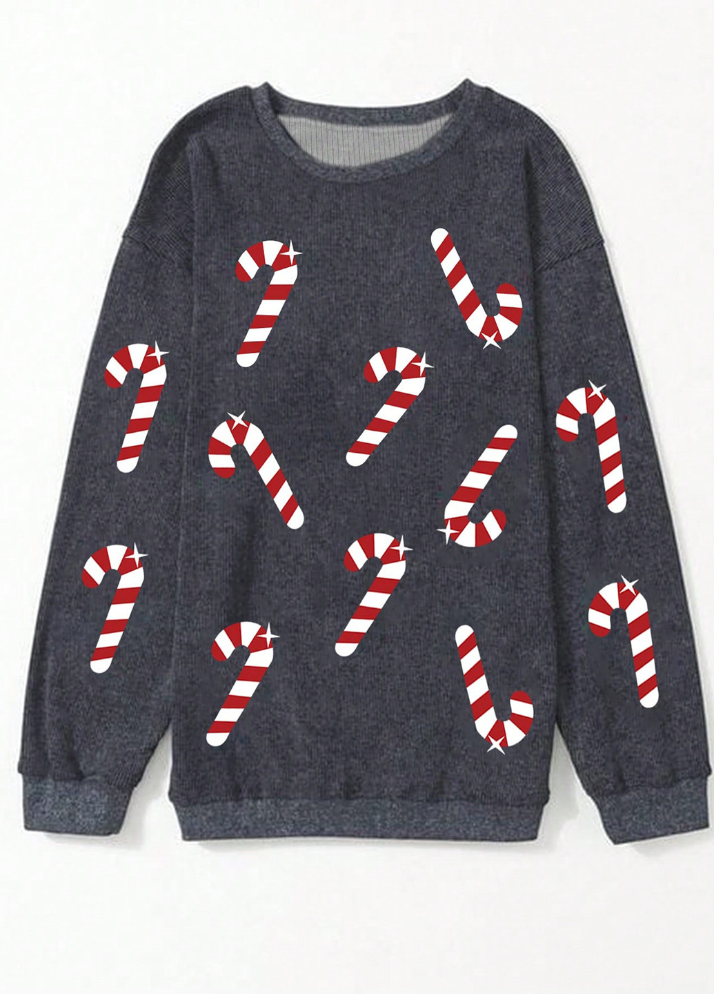 Сірий світшот SHEIN новорічний без декору (332520234)