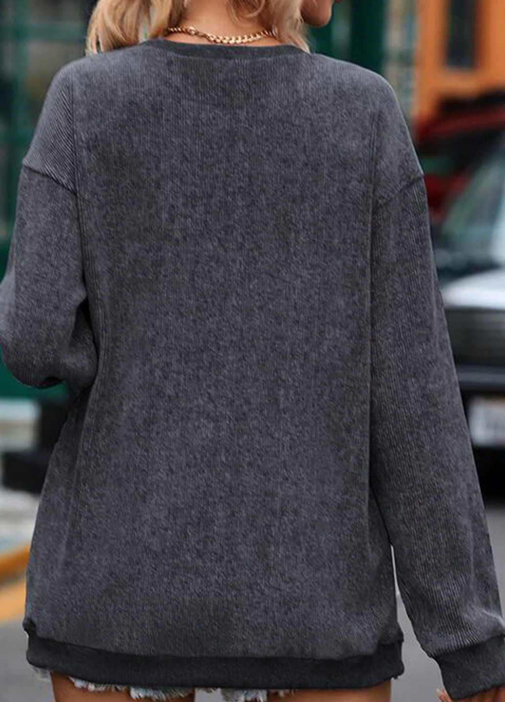 Сірий світшот SHEIN новорічний без декору (332520234)