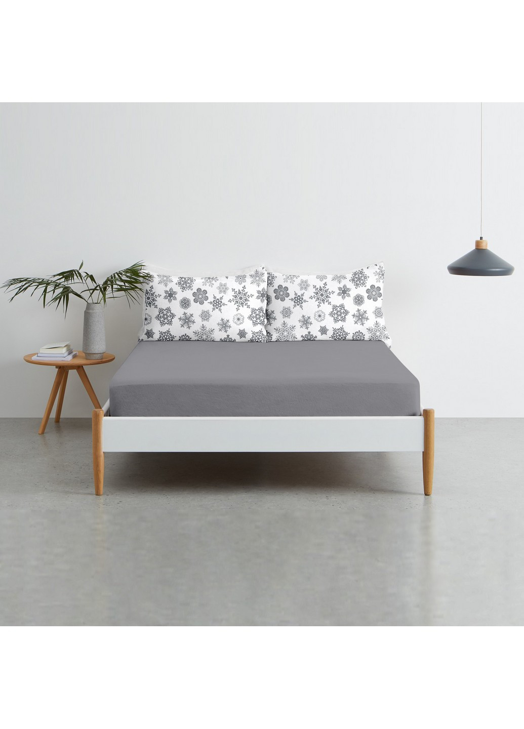 Полуторный комплект RANFORS GRAPHITE SNOWFLAKES GREY (пододеяльник 160х220 см, простынь 140х200х20 см, наволочка 2 шт 50х70 см) Cosas (251413656)