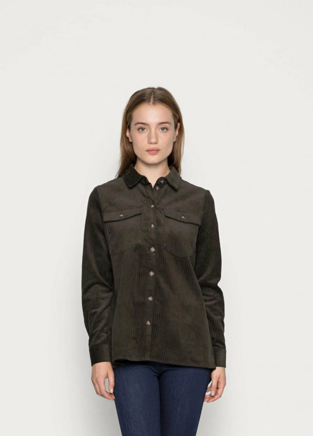 Темно-зеленая кэжуал рубашка однотонная Vero Moda