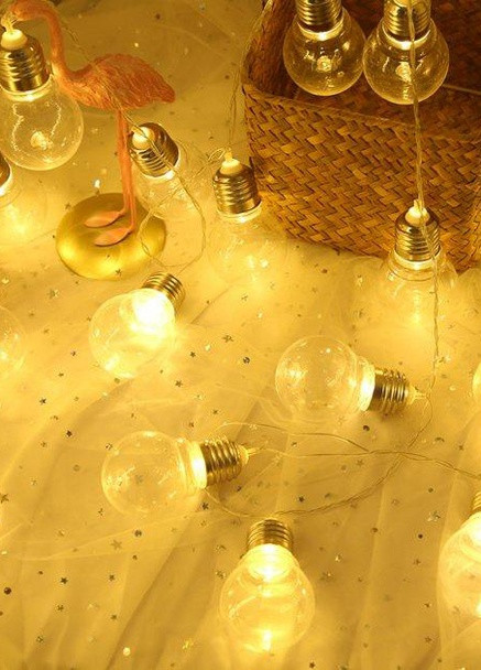 Гирлянда ретро лампочки 20шт 7м белый теплый светодиодная лофт лампы эдисона (желтый) прозрачный провод Led (251371674)