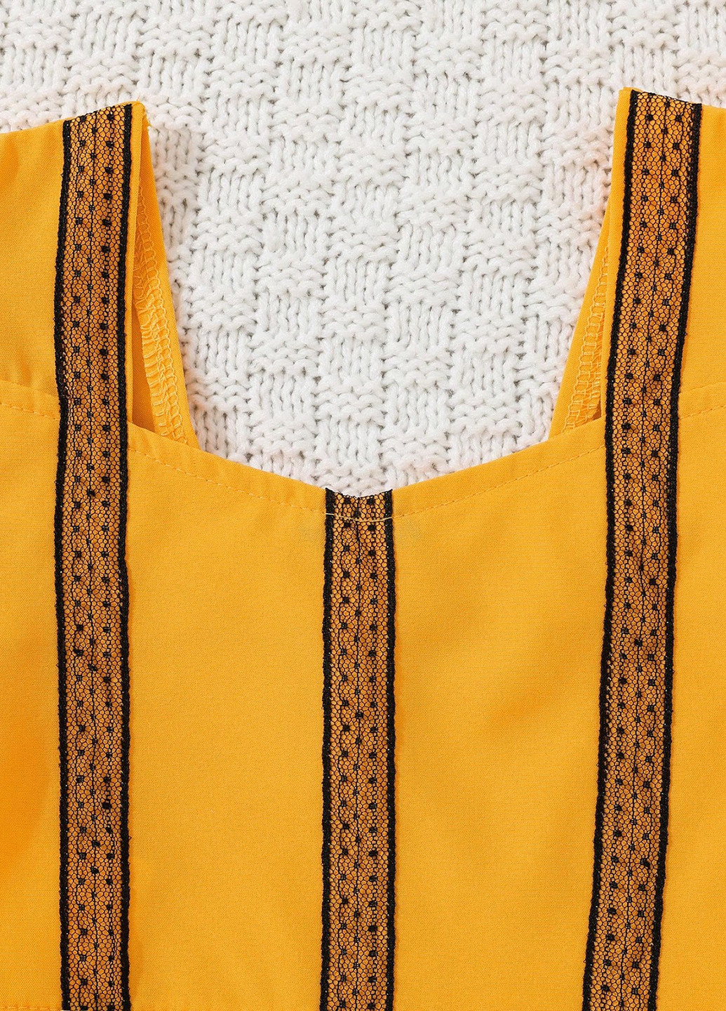 Охряной летний костюм (топ, юбка) SHEIN