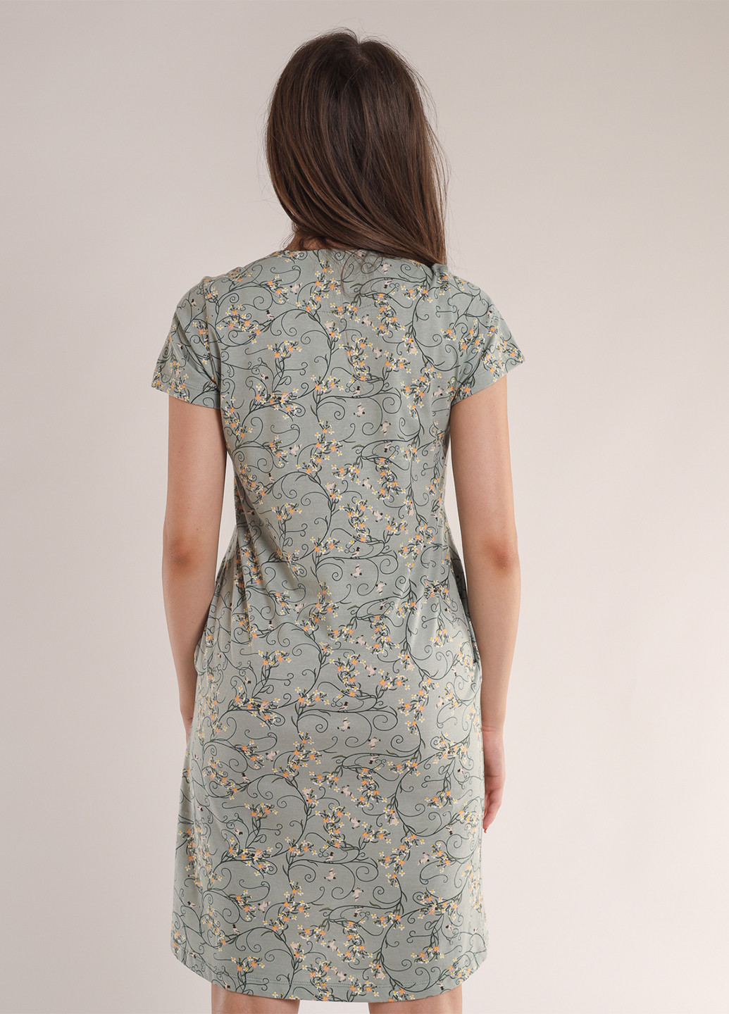 Оливковое (хаки) кэжуал платье а-силуэт BBL с цветочным принтом
