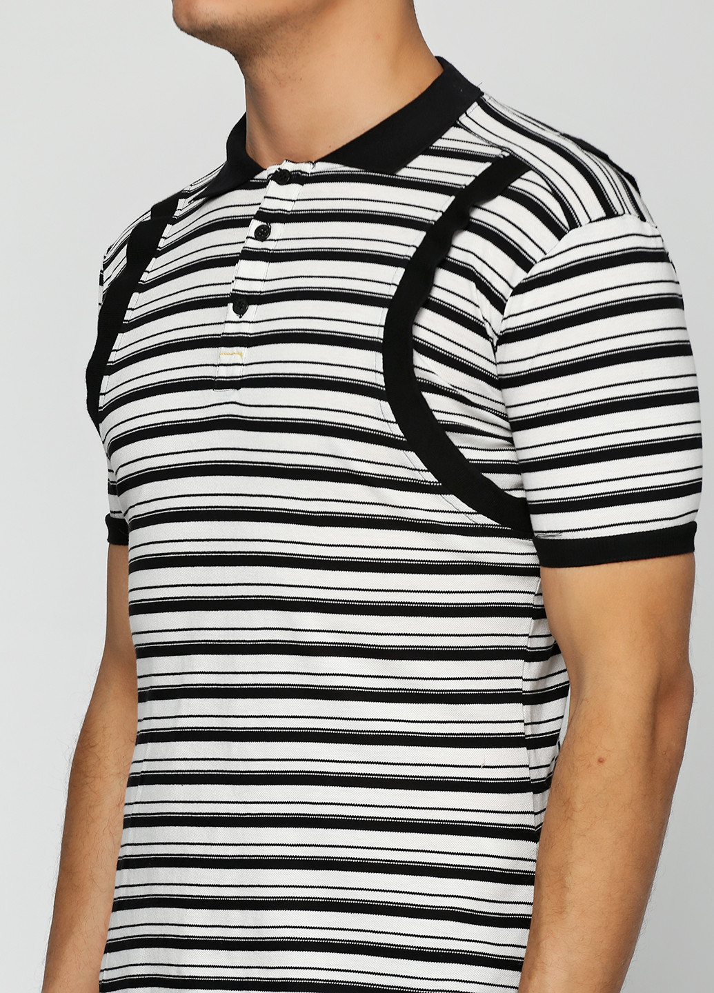 Черно-белая футболка-поло для мужчин Richmond Denim в полоску