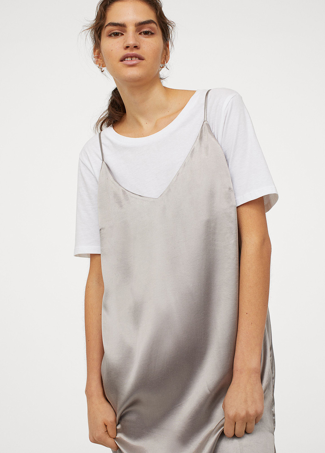 Сіро-бежева кежуал сукня сукня-комбінація H&M однотонна