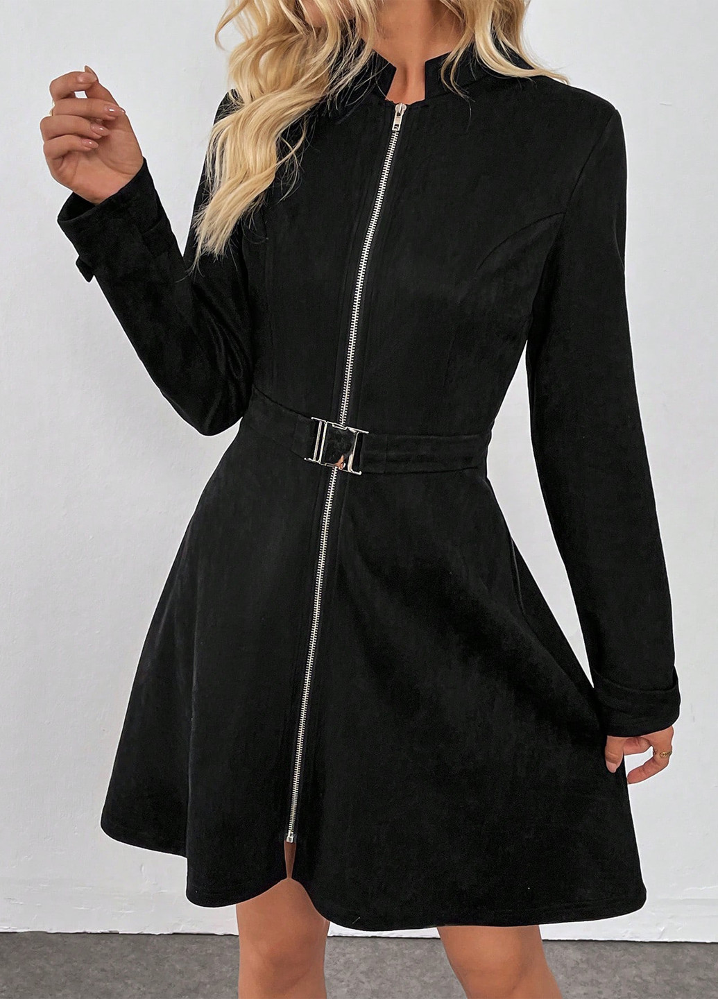 Черное кэжуал платье клеш, футляр SHEIN однотонное