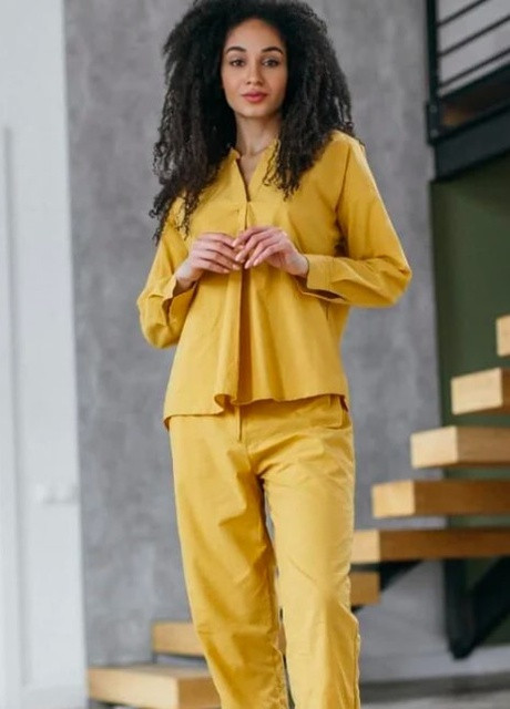 Горчичная всесезон пижама женская curry (xs) рубашка + брюки Leglo