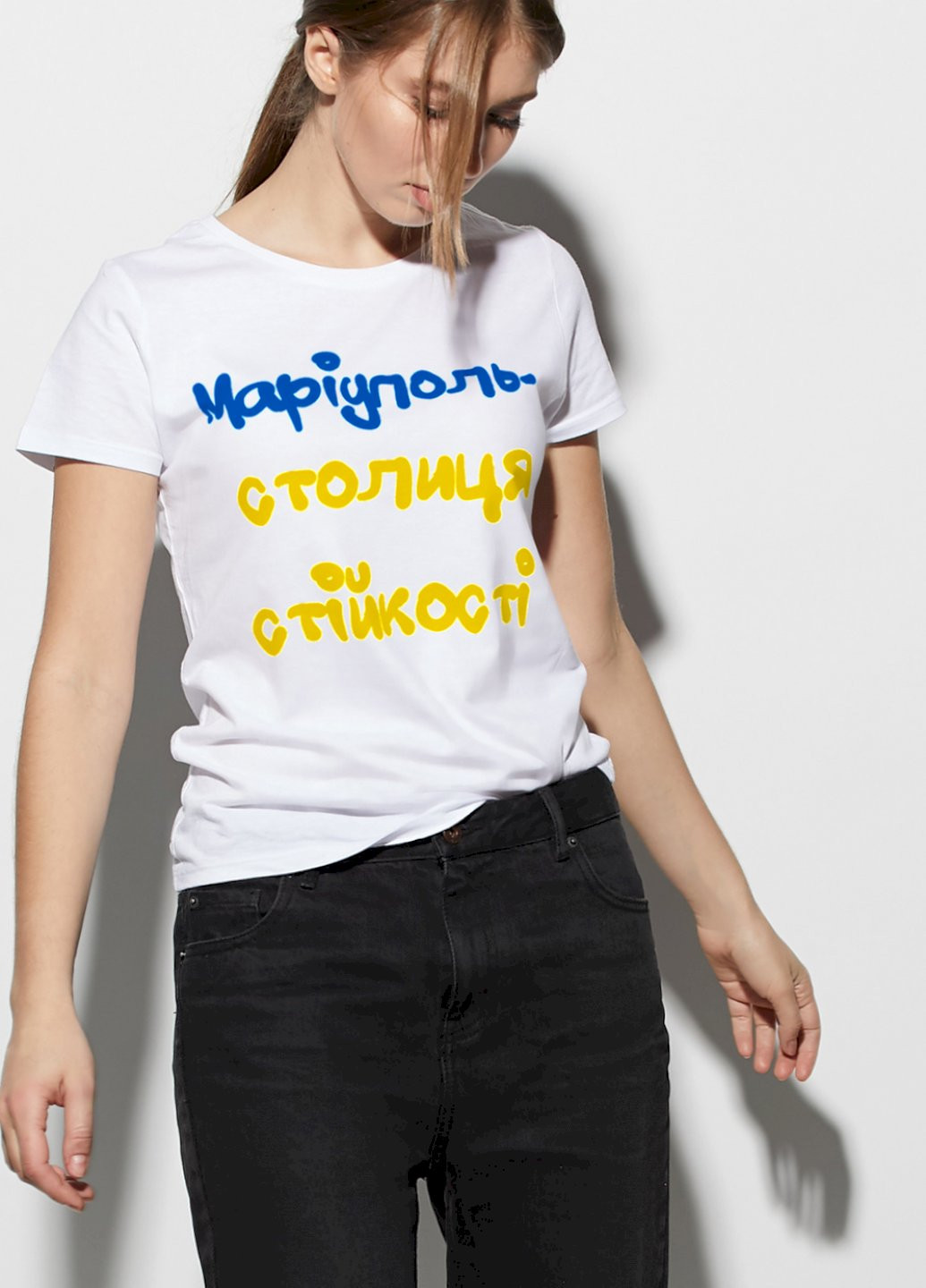 Біла демісезон футболка жіноча basic /дихаючий принт/ YAPPI