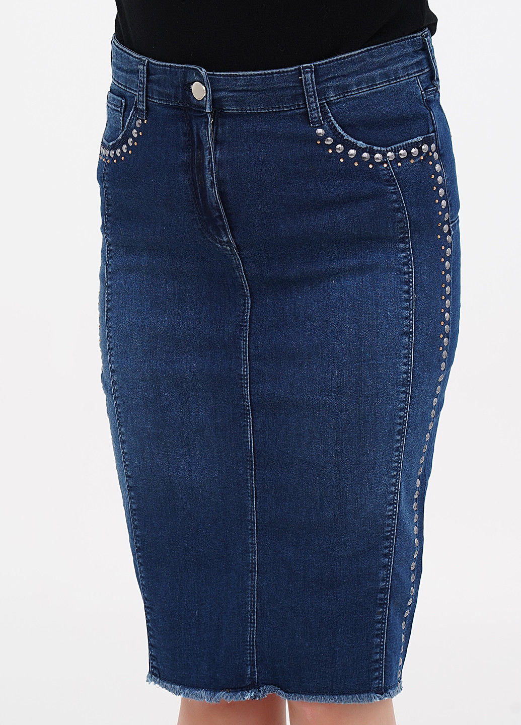 Темно-синяя джинсовая однотонная юбка Fiorella Rubino карандаш