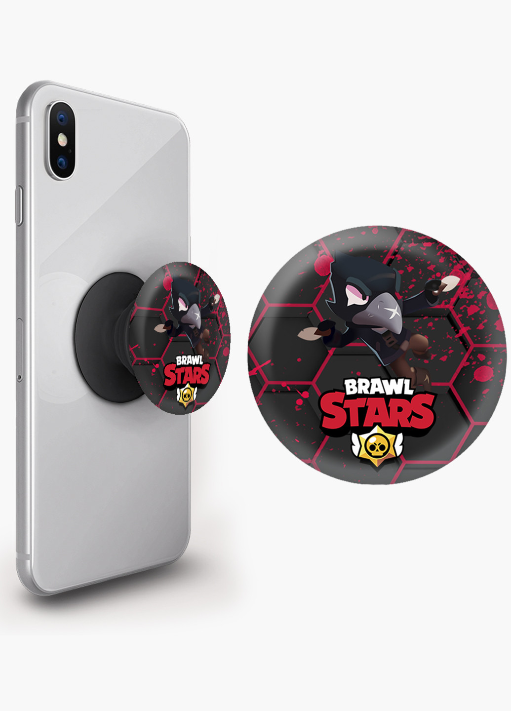 Попсокет (Popsockets) держатель для смартфона Ворон Бравл Старс (Crow Brawl Stars) (8754-1023) Черный MobiPrint (216748329)