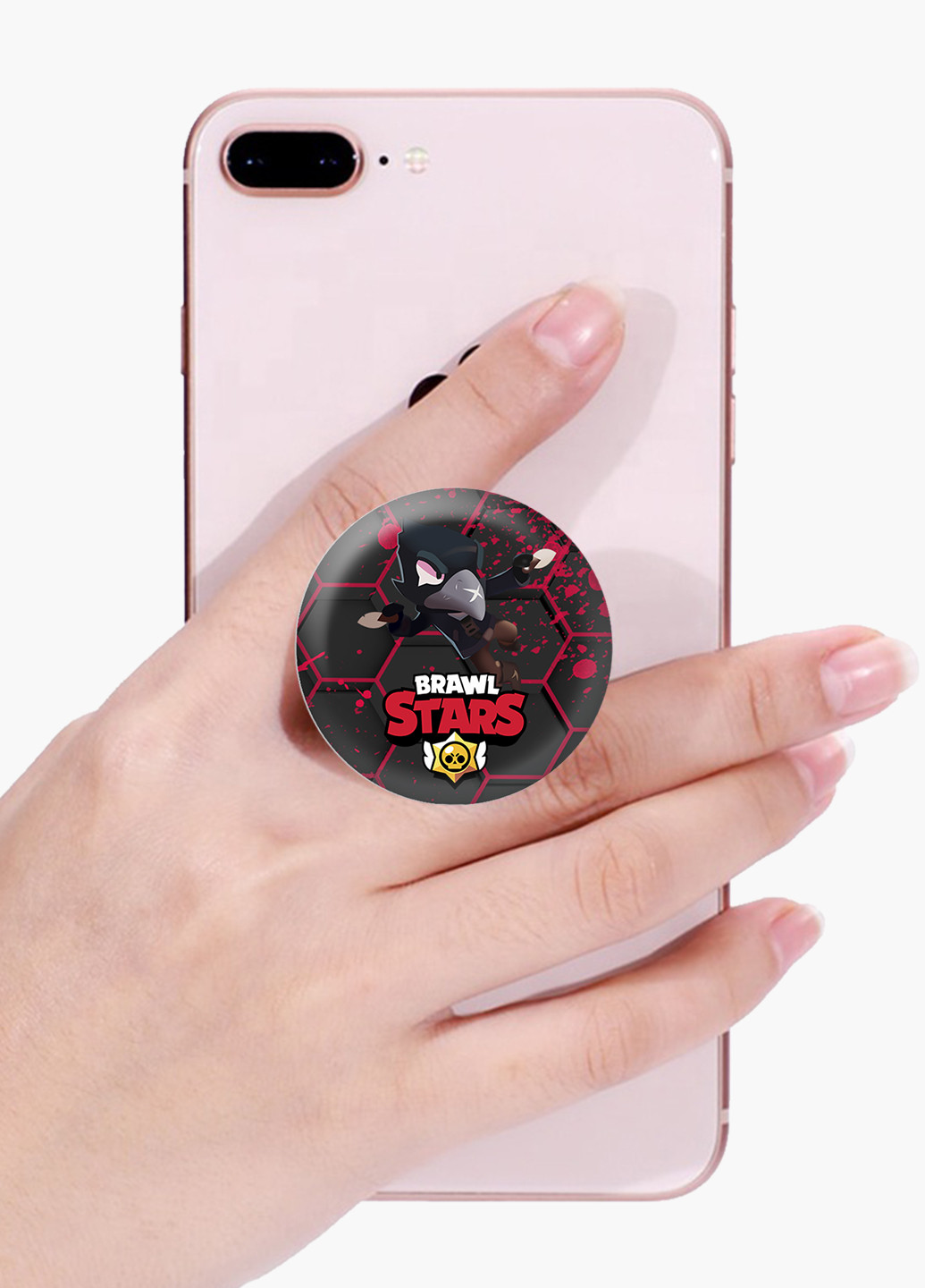 Попсокет (Popsockets) держатель для смартфона Ворон Бравл Старс (Crow Brawl Stars) (8754-1023) Черный MobiPrint (216748329)
