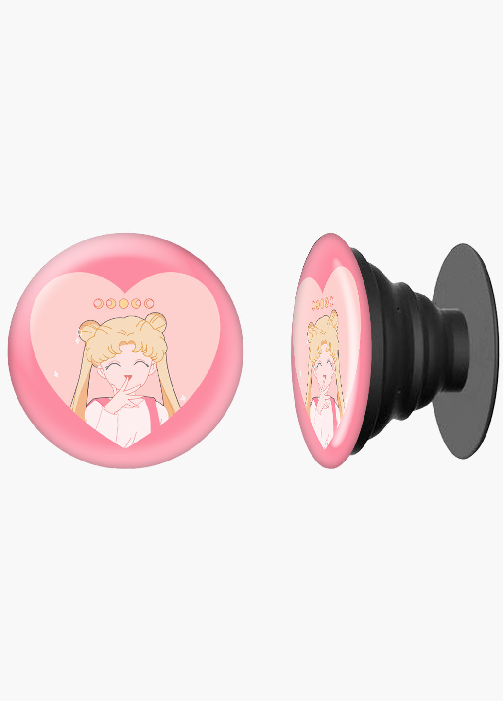 Попсокет (Popsockets) держатель для смартфона Луна Кошки Сейлор Мун (anime Sailor Moon Cats) (8754-2922) Черный MobiPrint (229014716)