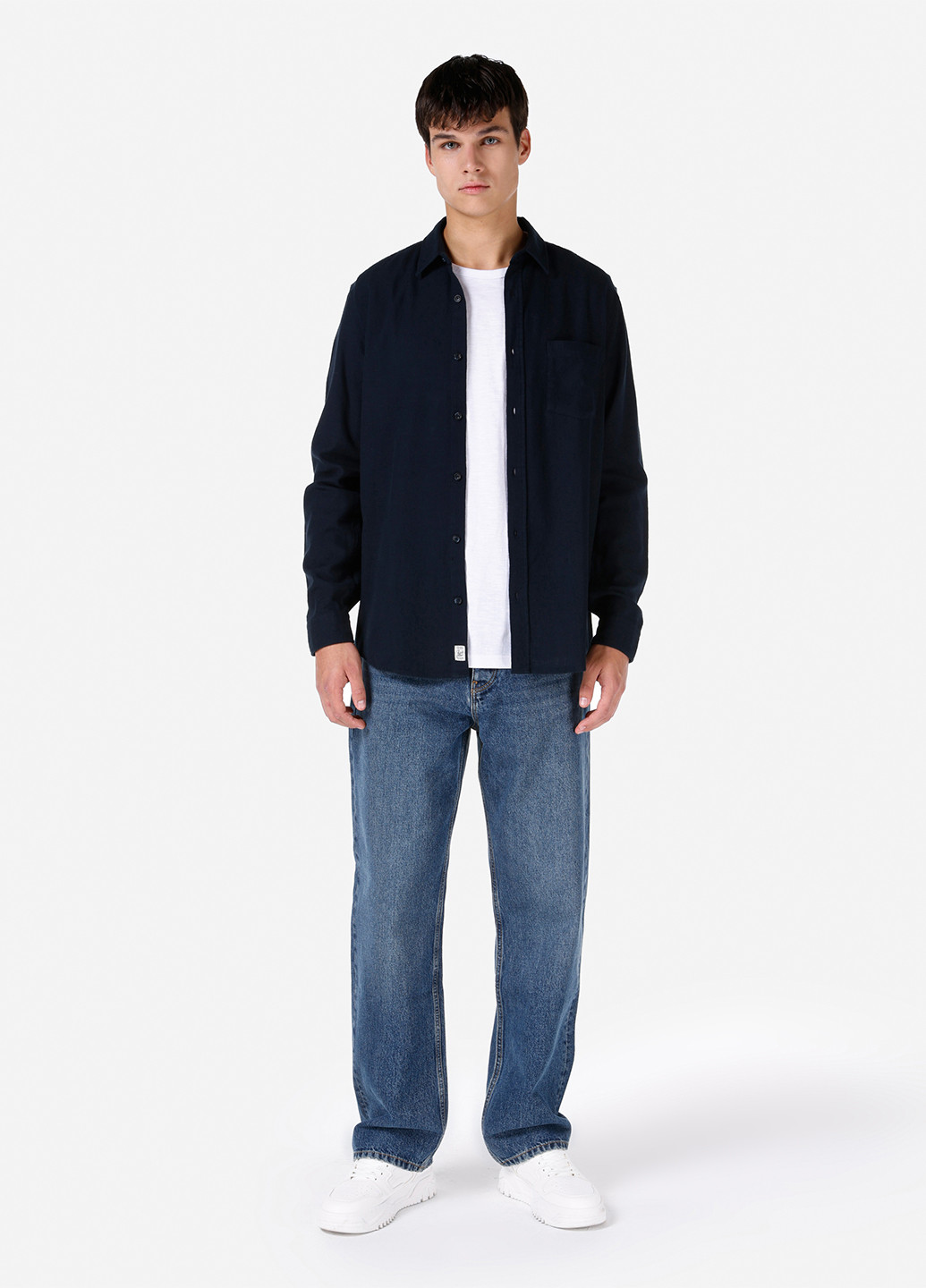 Черная кэжуал рубашка однотонная Colin's