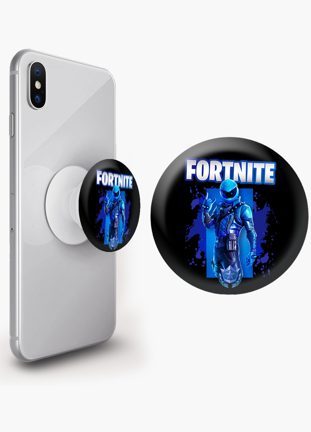 Попсокет (Popsockets) держатель для смартфона Фортнайт (Fortnite) (8754-1192) Черный MobiPrint (216748585)