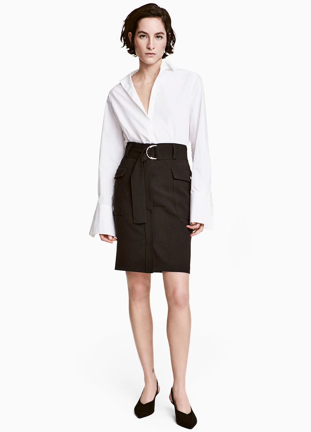 Черная кэжуал однотонная юбка H&M
