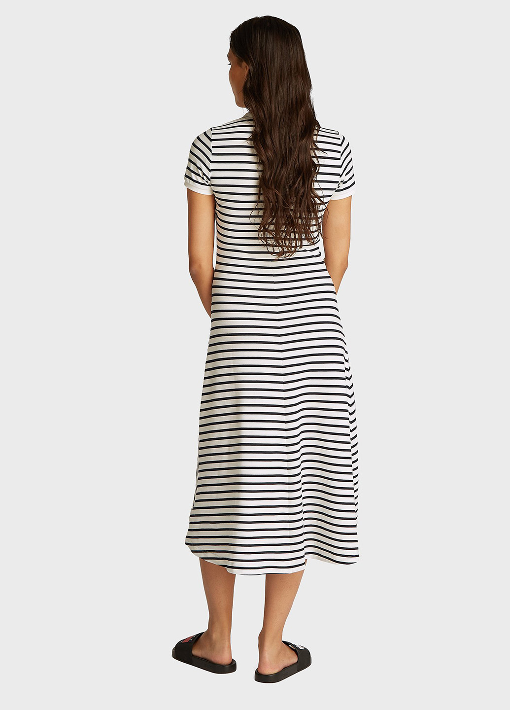 Білий кежуал сукня поло Tommy Jeans в смужку