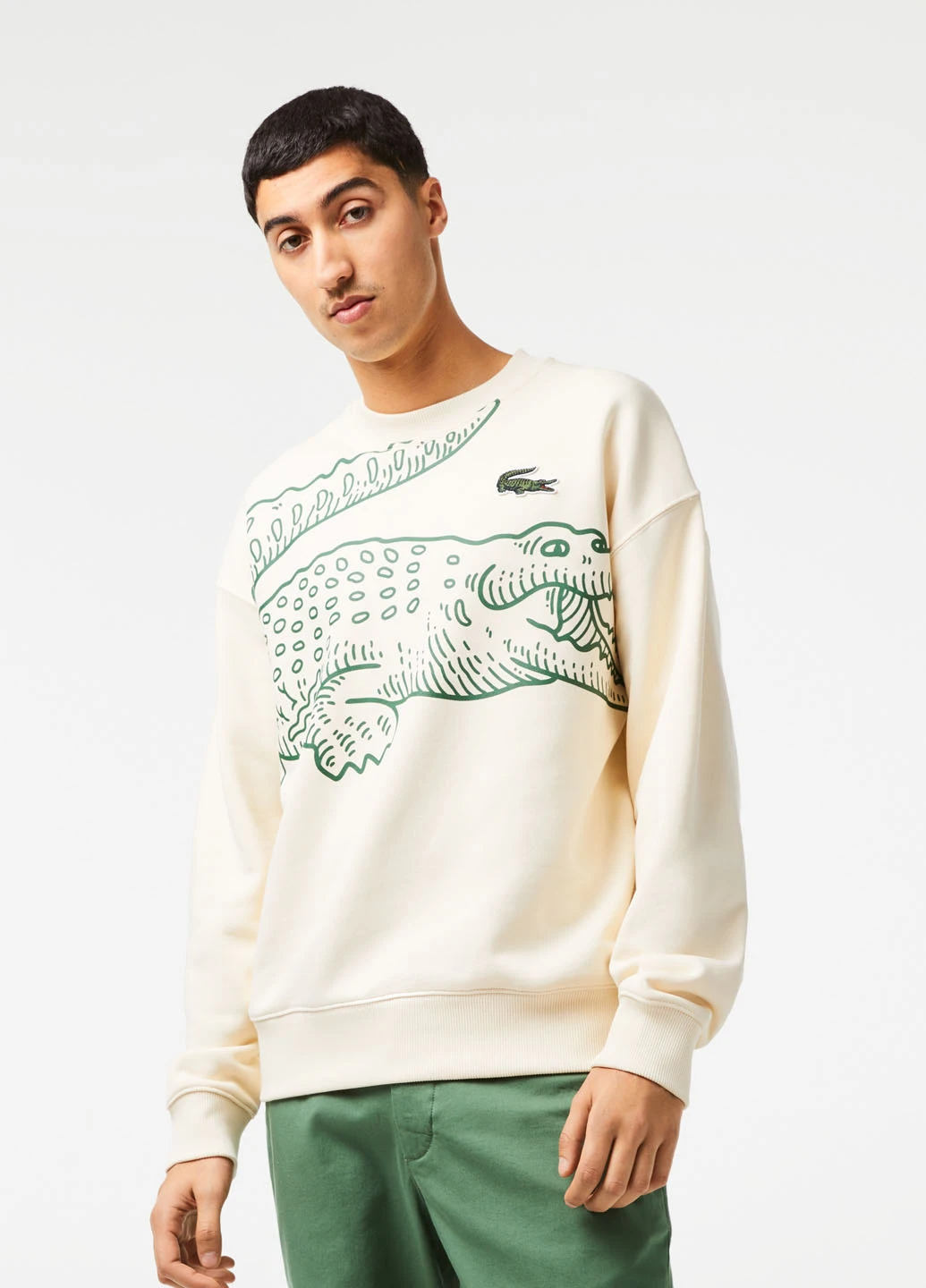 Айворі світшот Lacoste логотип нашивки (276526123)