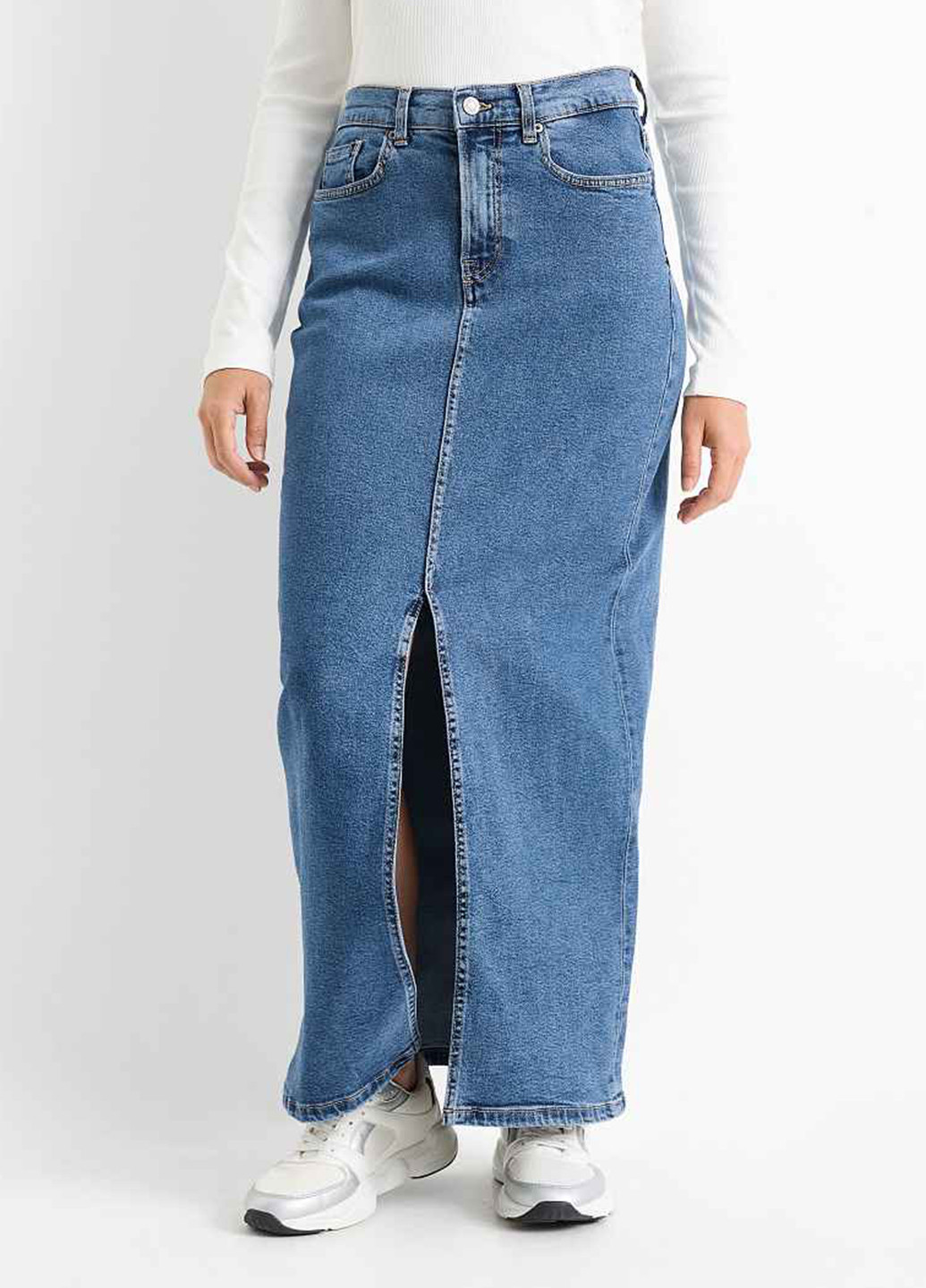 Синяя джинсовая, кэжуал однотонная юбка C&A