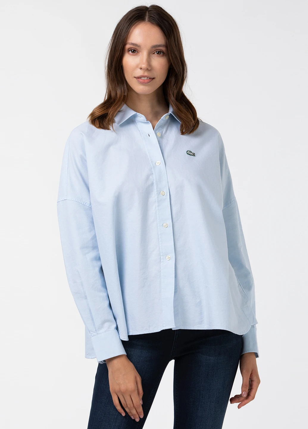 Голубой кэжуал рубашка с логотипом Lacoste