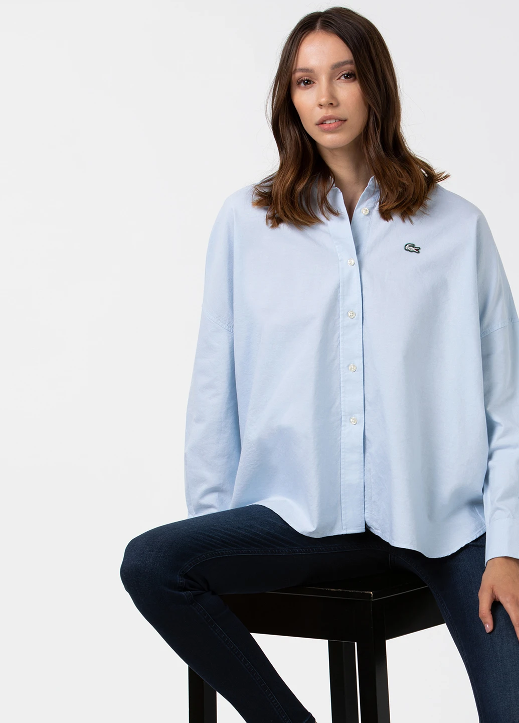Голубой кэжуал рубашка с логотипом Lacoste