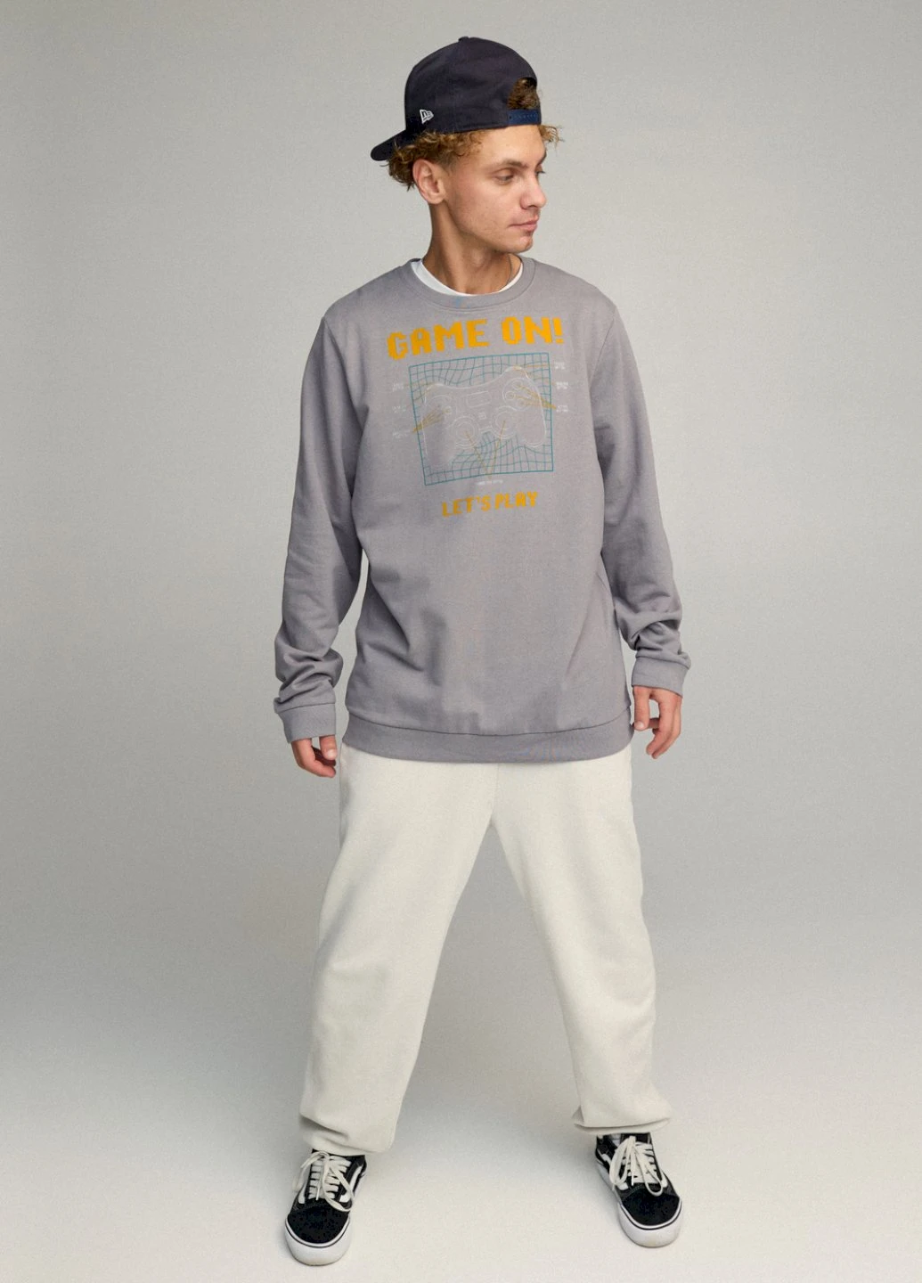 Сірий світшот чоловічий oversize /no flis/ YAPPI (252259262)