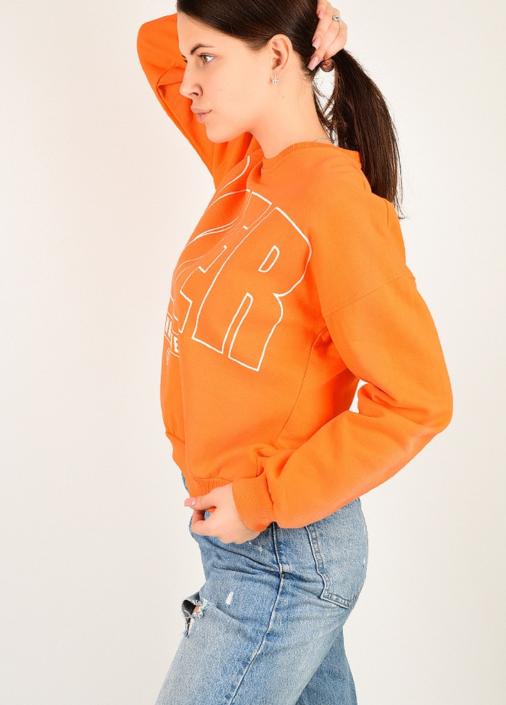 Світшот жіночий помаранчевий розмір S AAA - крій напис помаранчевий спортивний - (226990279)