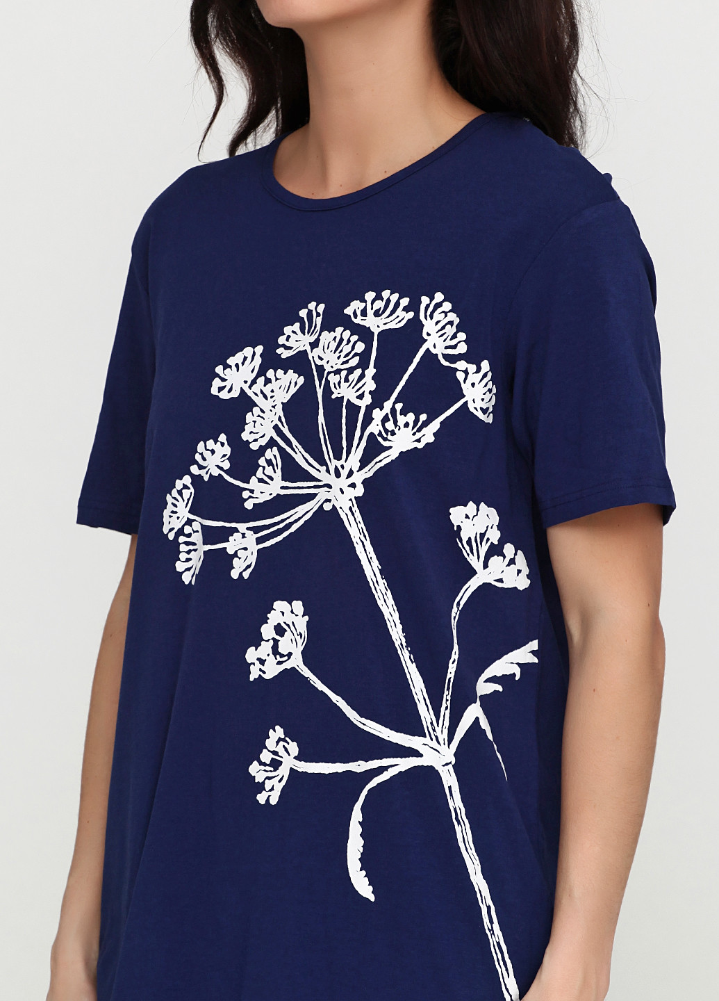 Ночная рубашка Brandtex Collection цветочная синяя домашняя