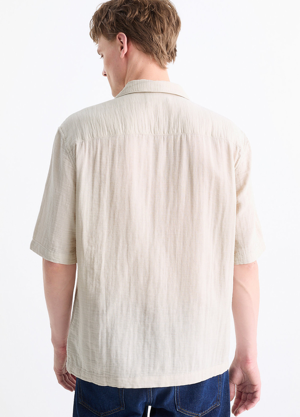 Серо-бежевая кэжуал рубашка однотонная C&A