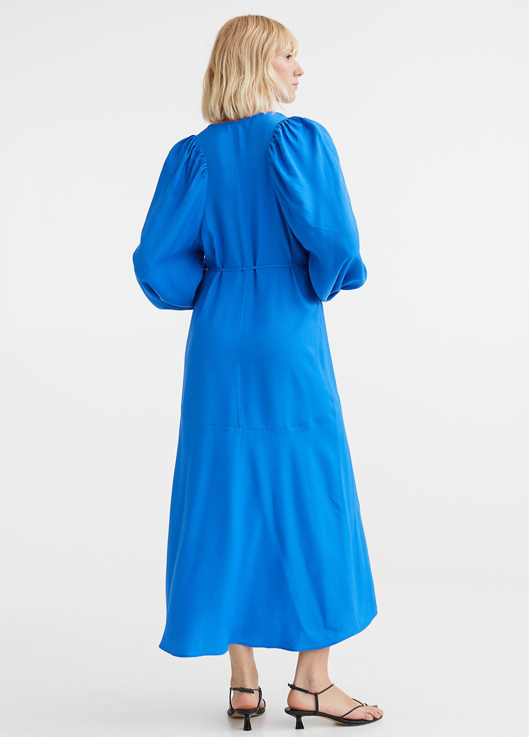 Светло-синее кэжуал платье на запах H&M однотонное