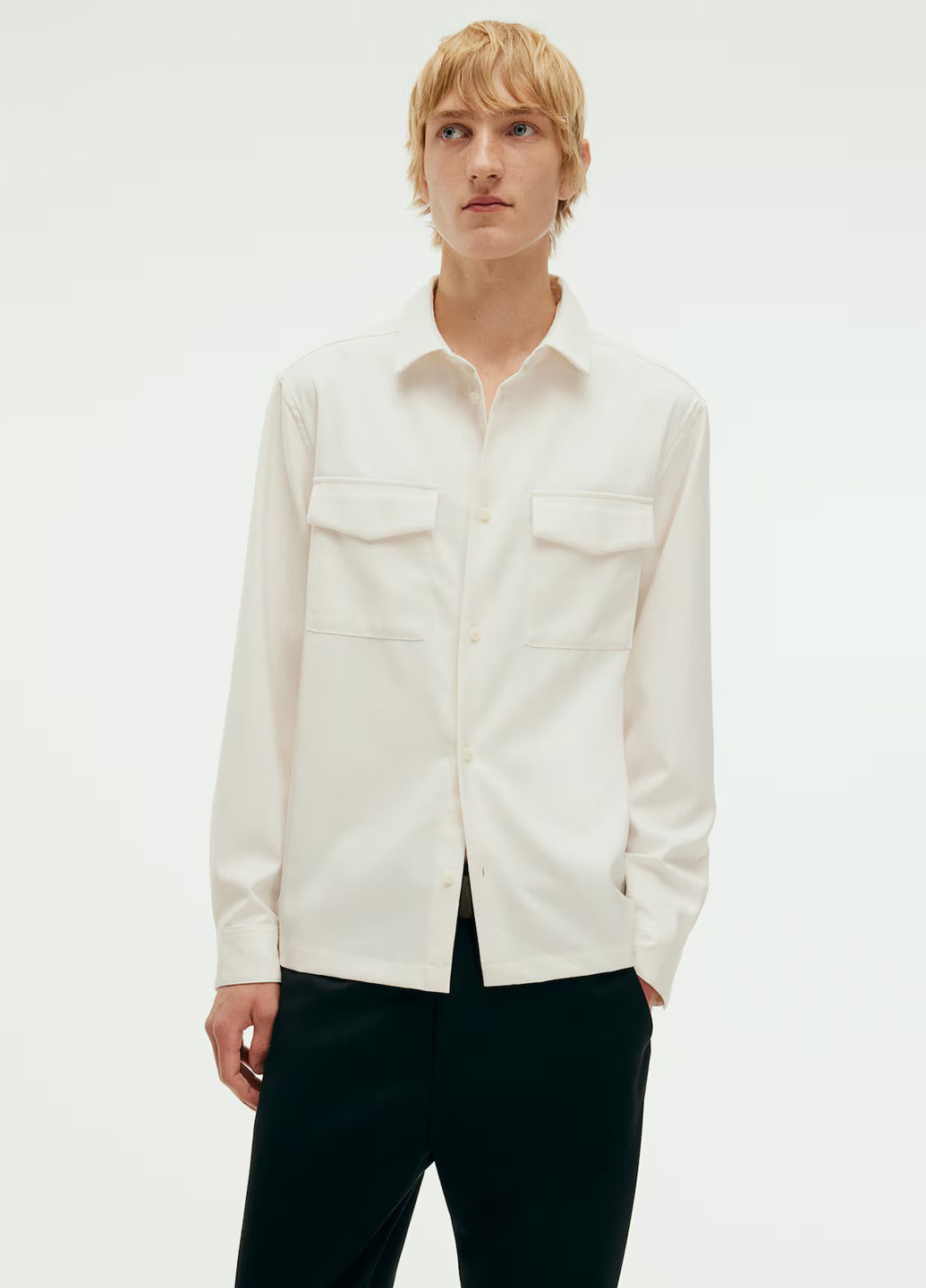 Кремовая кэжуал рубашка однотонная H&M