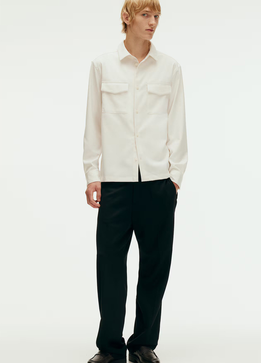 Кремовая кэжуал рубашка однотонная H&M