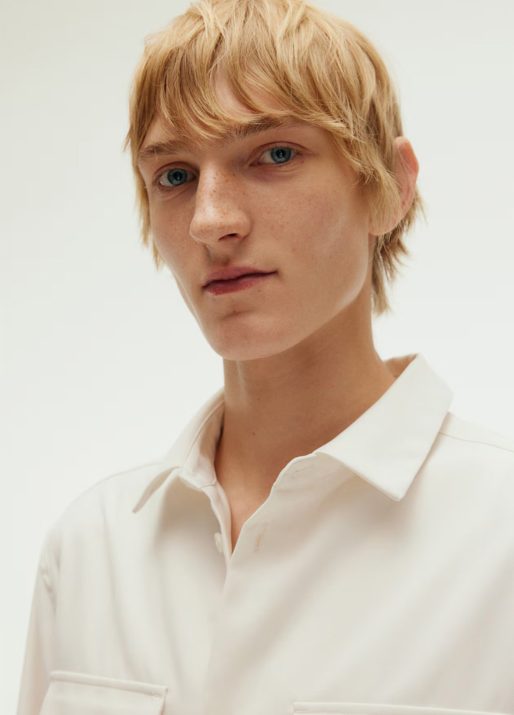 Кремовая кэжуал рубашка однотонная H&M