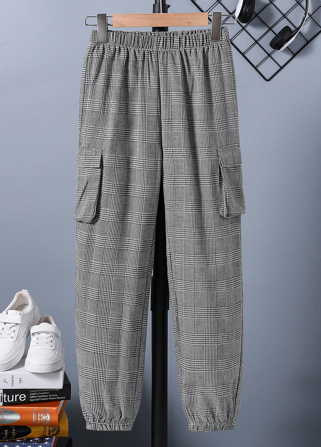 Серые кэжуал демисезонные брюки джоггеры, карго SHEIN