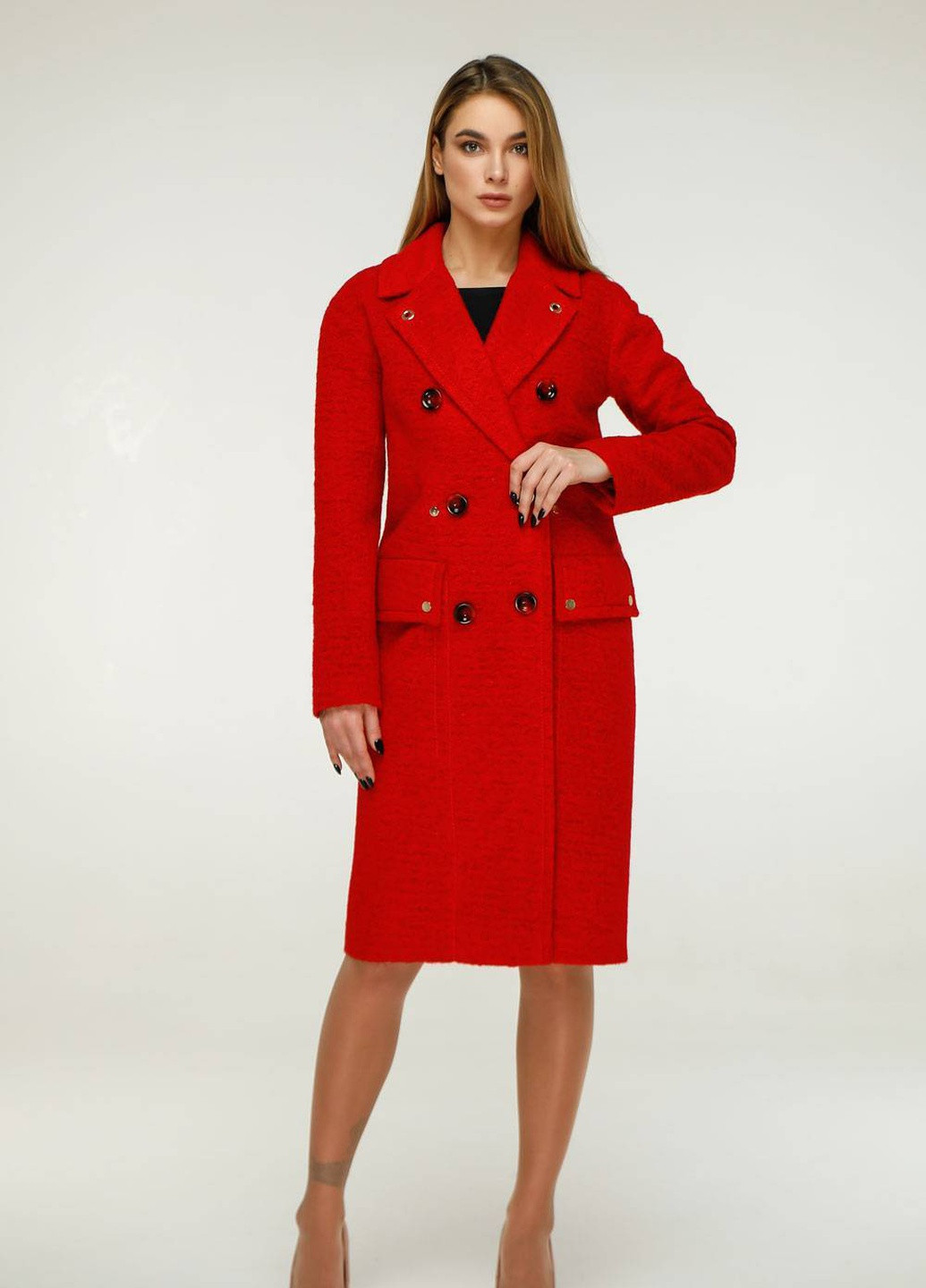 Красное демисезонное Пальто В-1243 Красный Favoritti