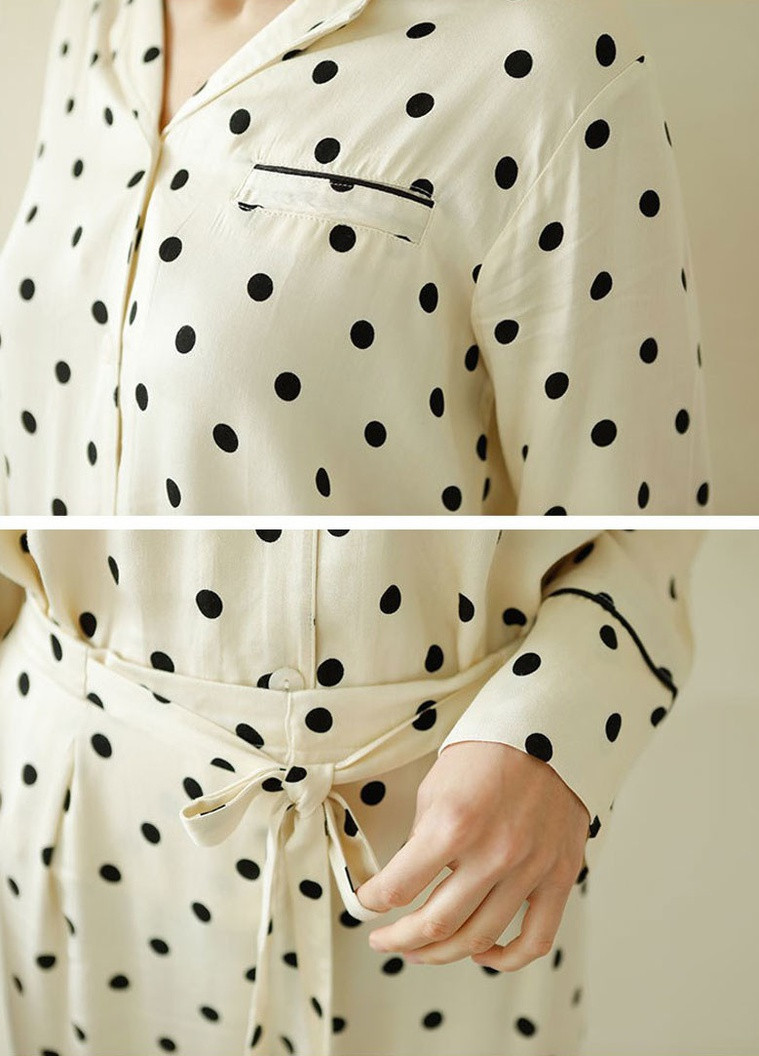 Молочна всесезон піжама жіноча black peas рубашка + брюки Berni Fashion 57966