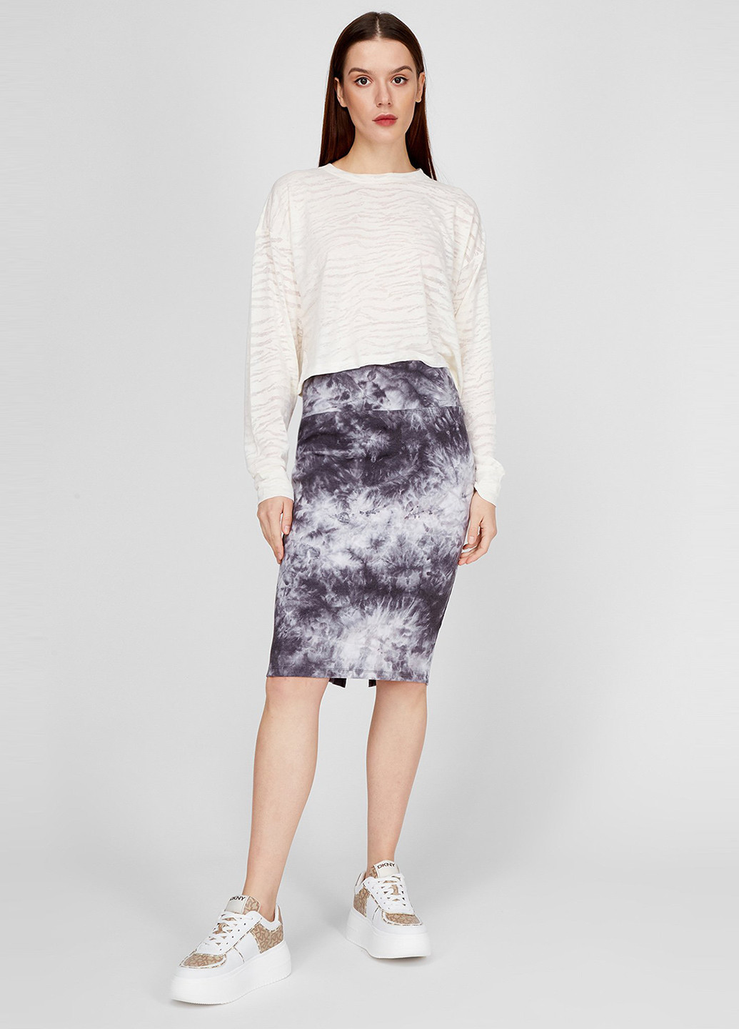 Черная кэжуал тай-дай юбка DKNY карандаш