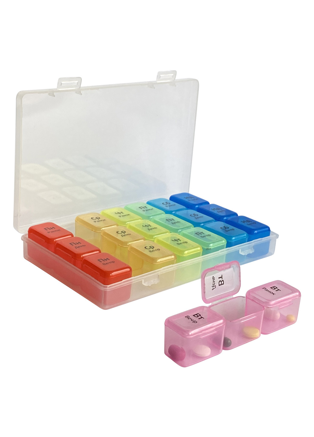 Органайзер для таблеток 7 дней PC-03 T пластиковый, 17,5х10,7х2,7 см MVM (250525023)