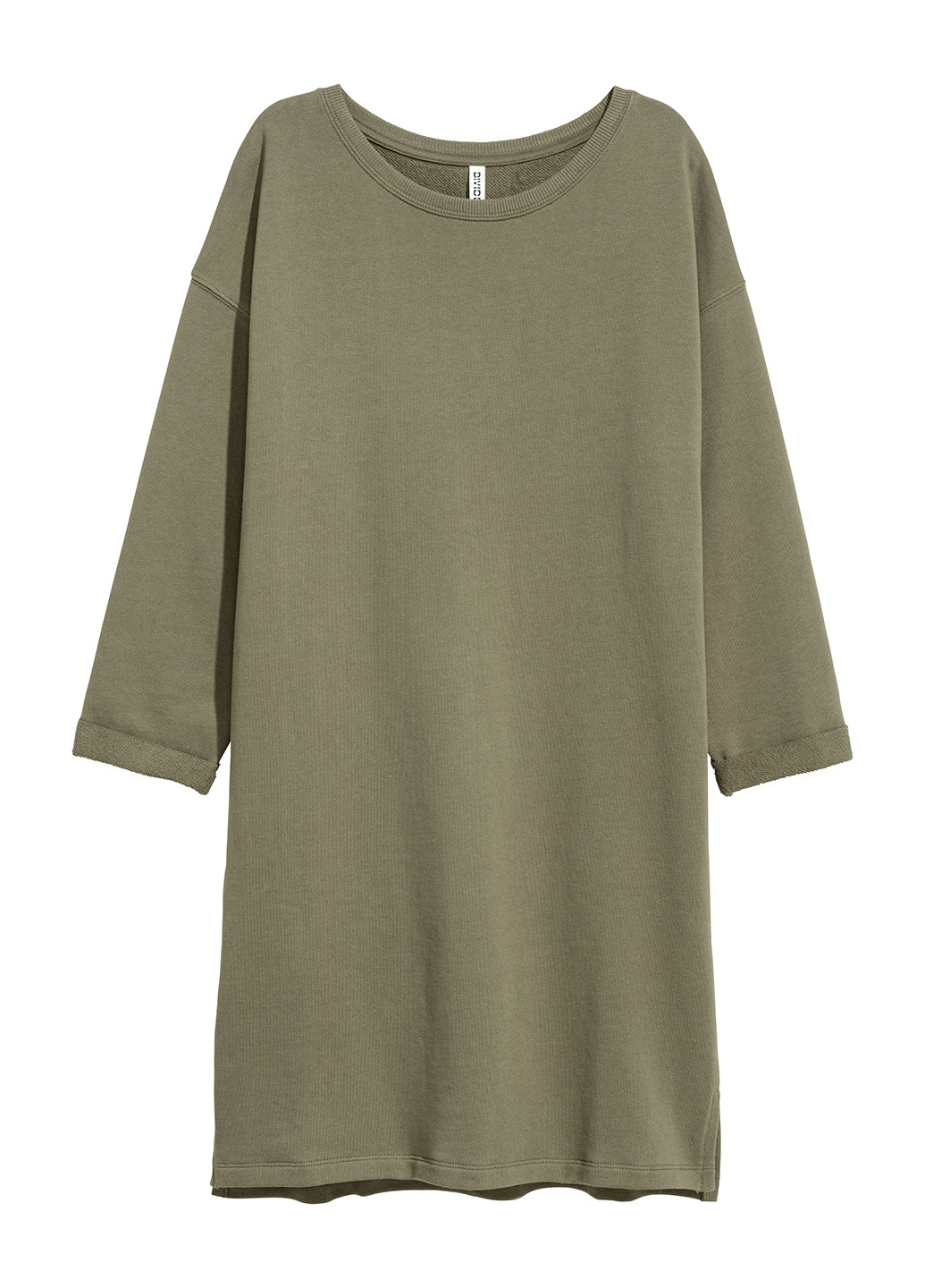 Оливковое (хаки) кэжуал платье платье-свитшот H&M однотонное