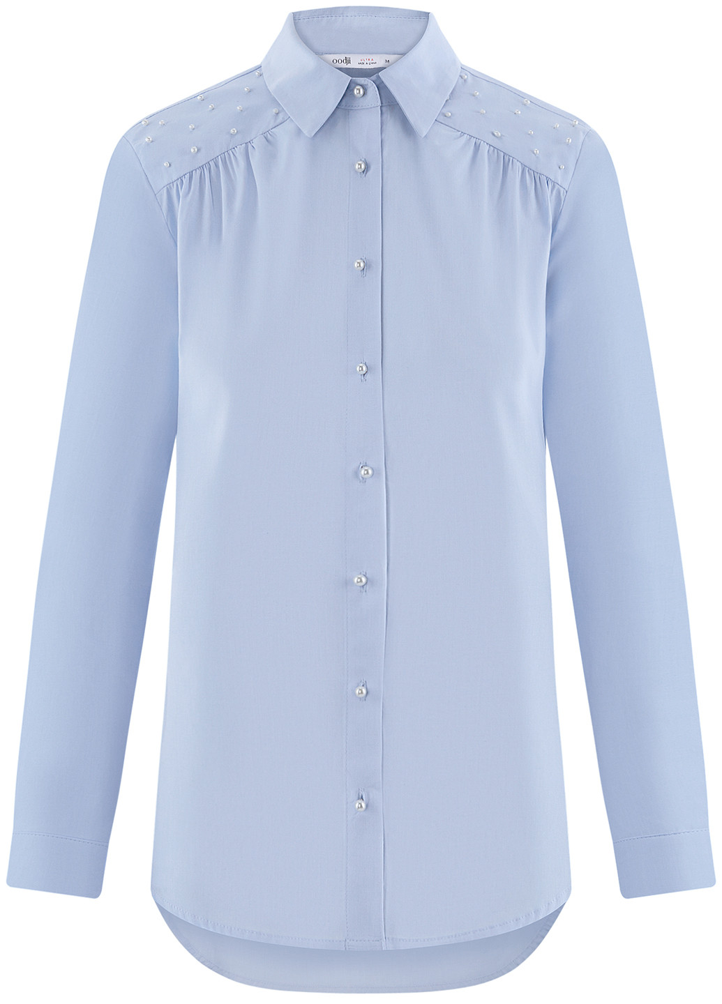 Бледно-синяя демисезонная блуза Oodji