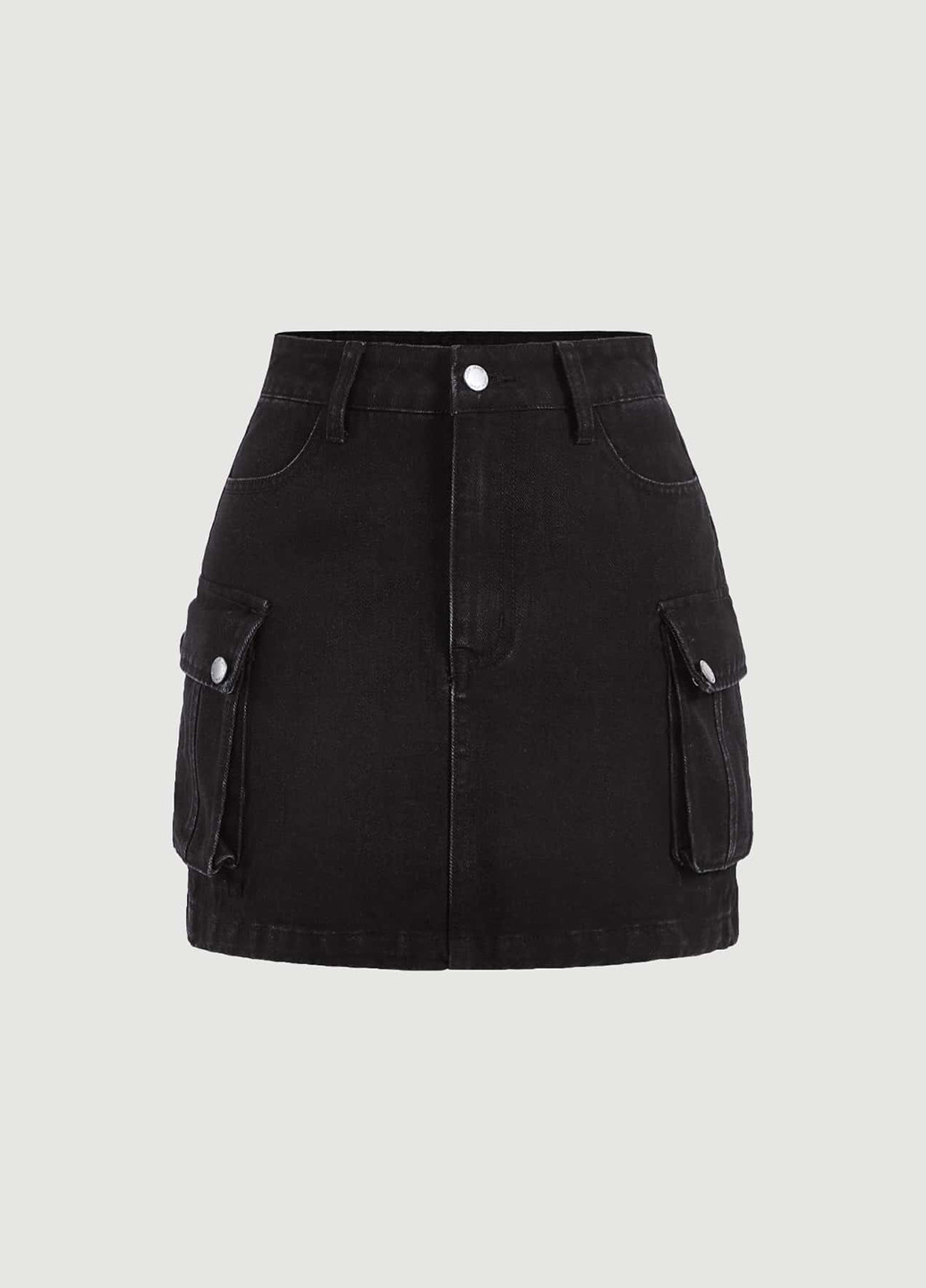 Черная джинсовая однотонная юбка SHEIN карго