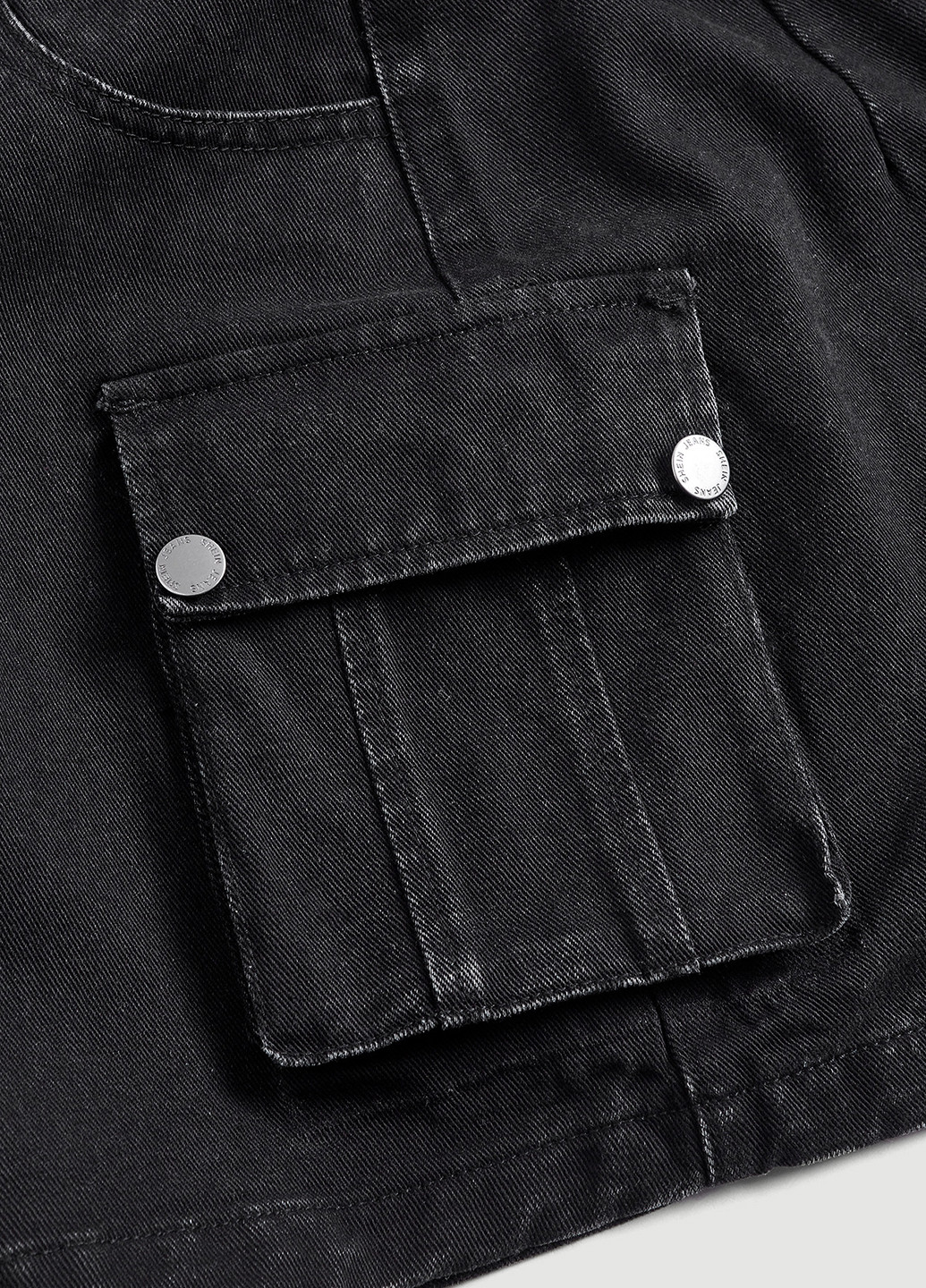 Черная джинсовая однотонная юбка SHEIN карго