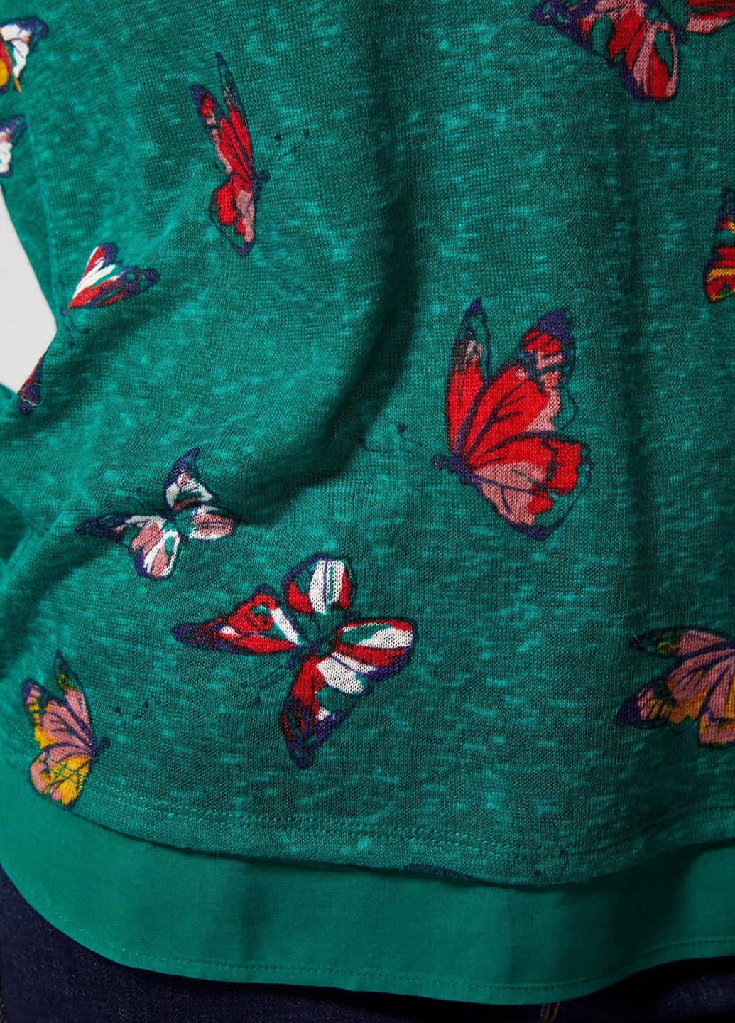 Зеленый демисезонный кэжуал лонгслив Springfield с бабочками