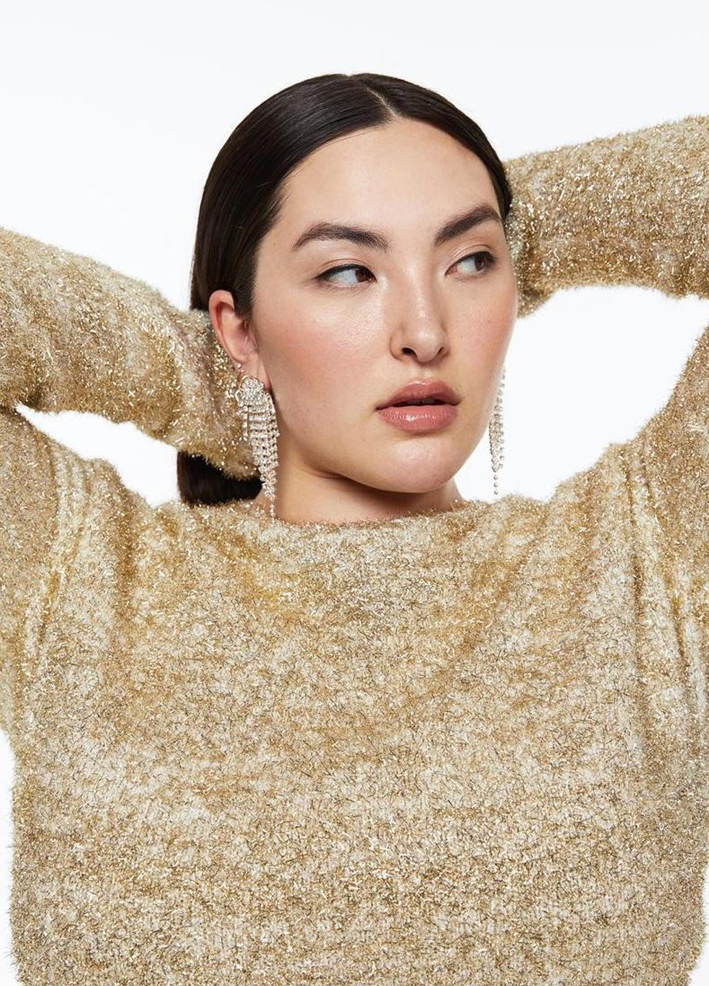 Бежевое кэжуал, вечернее платье платье-свитер H&M меланжевое