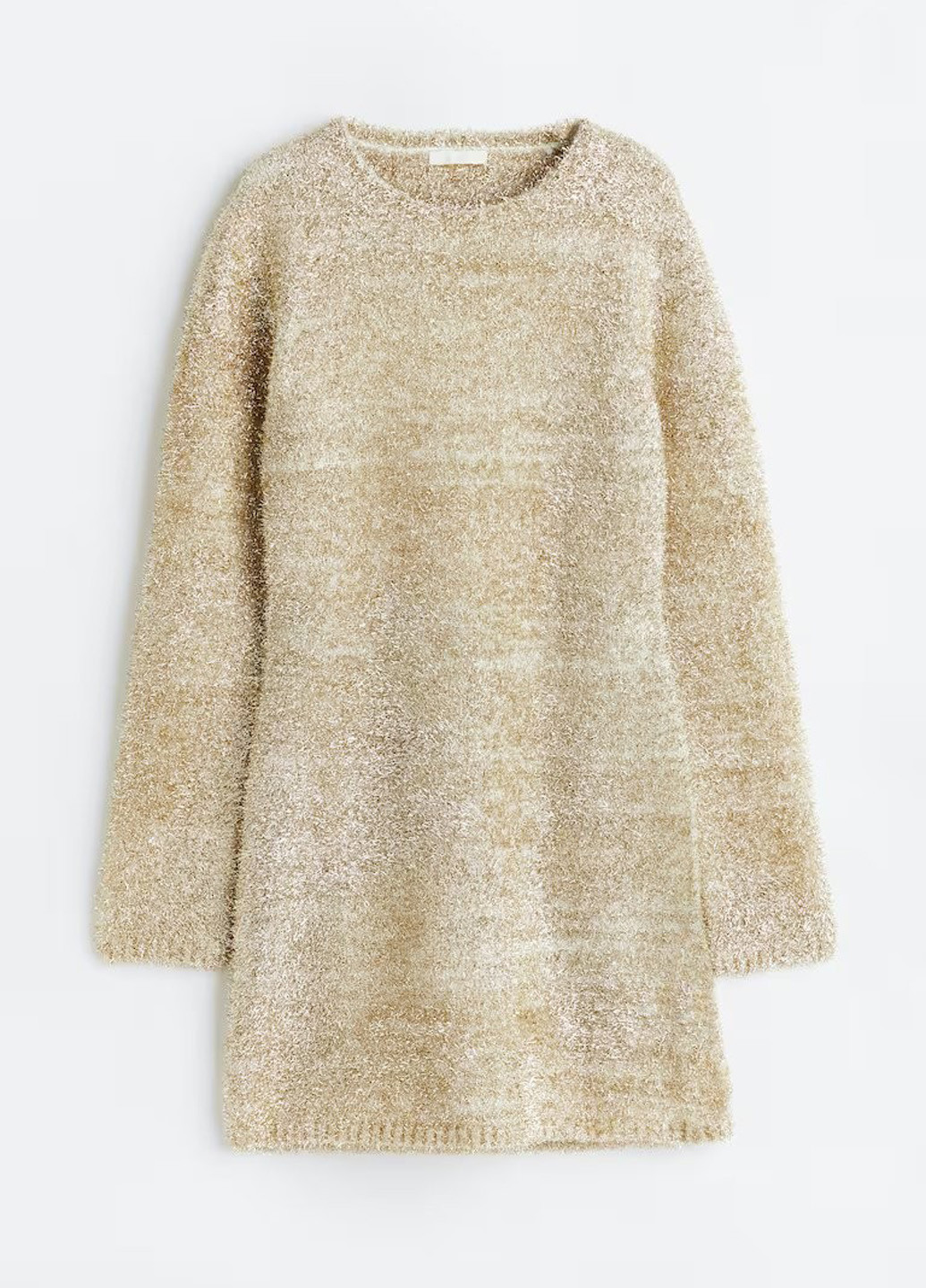 Бежевое кэжуал, вечернее платье платье-свитер H&M меланжевое