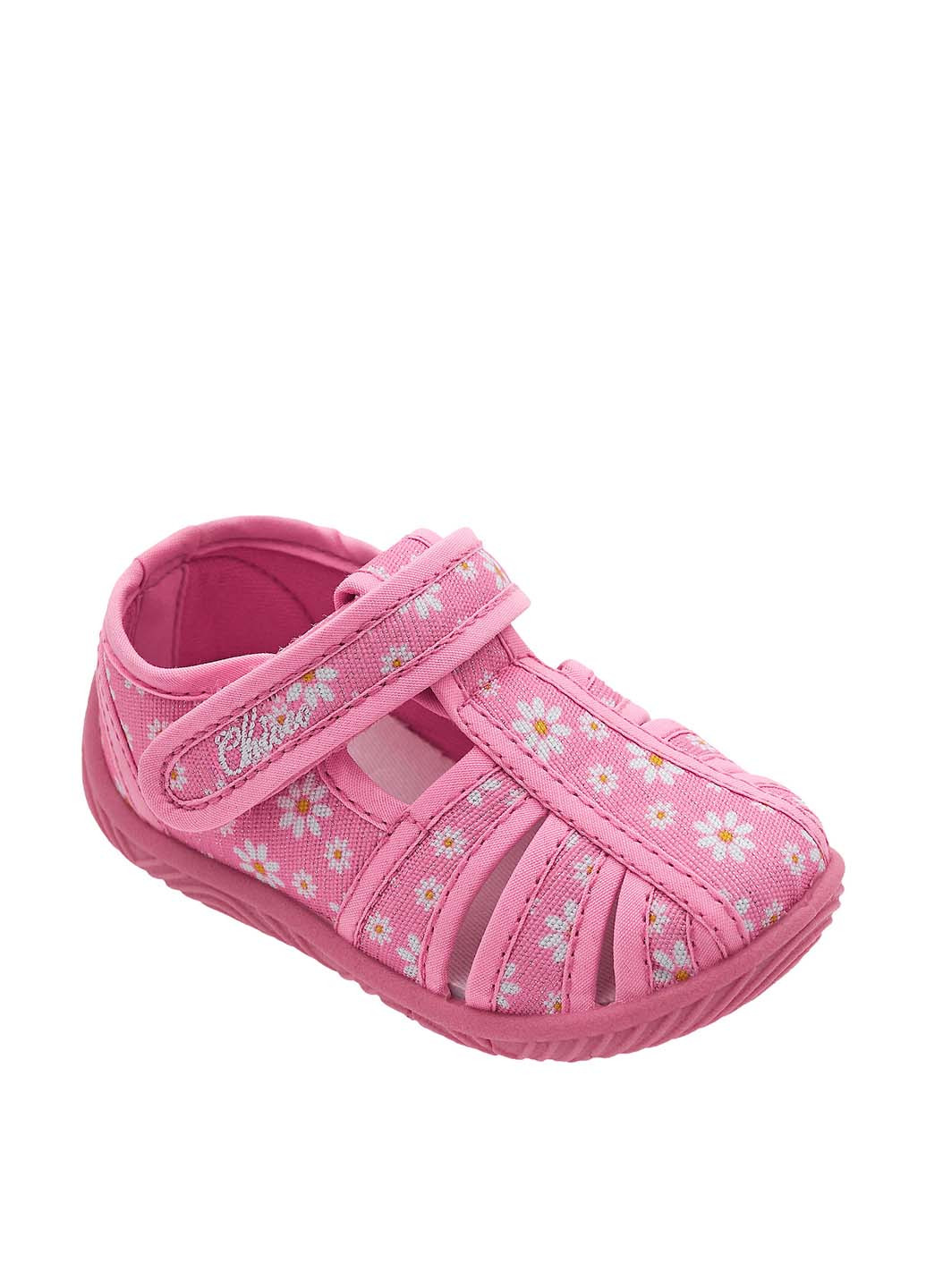 Розовые тапочки Chicco с логотипом, с вышивкой
